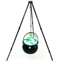 Spooky Halloween Cauldron Decoration 12 Inch with Tripod Stand, Skeleton Glowing Eyeballs, Green Led Light, Witch Pot Prop for Outdoor Yard, Porch, Party, Garden, Patio, Front Door, Indoor Home Decor