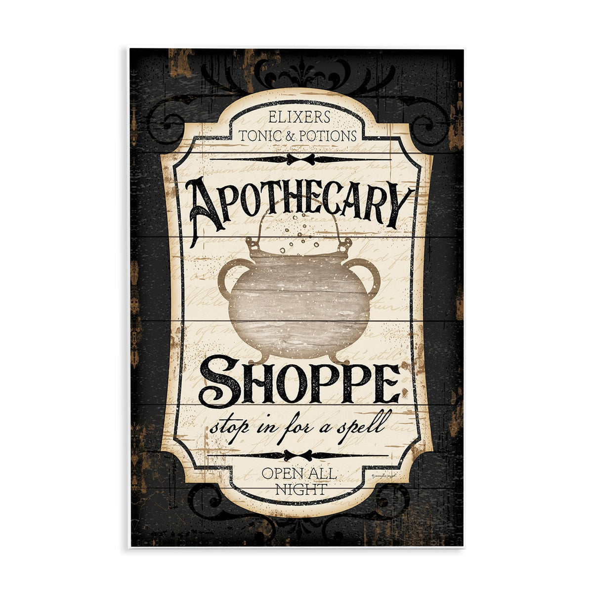 Stupell Industries Apothecary Shoppe Spooky Halloween Sign Witch Potion Cauldron, 30 x 40, Design by Jennifer Pugh