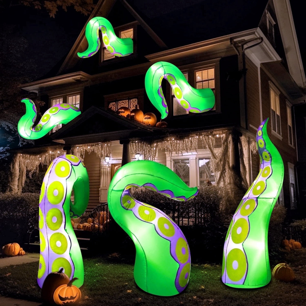 Joyfy 9 ft Halloween Inflatable UFO Alien Decoration with Built-in LEDs,UFO Halloween Decorations Outdoor Blow Up Yard Lawn Decoration