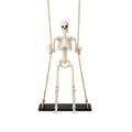 XHKUYI Halloween Swinging Skeleton Decoration 35.4 inch, Hanging Skeleton with Black Wood Base, Spooky Halloween Skeleton Decorations for Yard, Porch, Tree, Party