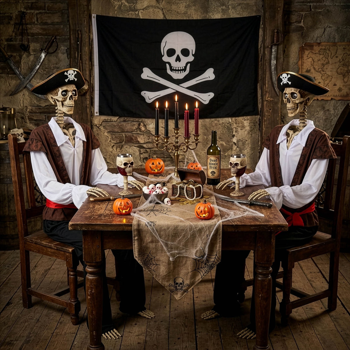 Yescom 5.6ft Halloween Pirate Captain Skeleton Life Size Human Bone Movable Joints Outdoor Decor 2026