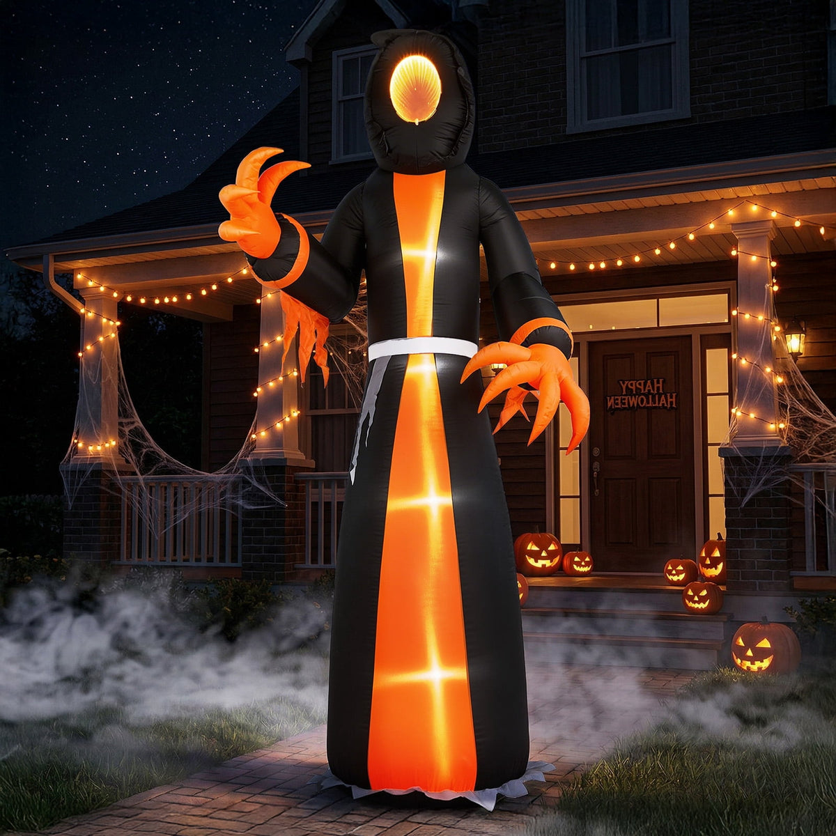 Zimtown 12 FT Halloween Inflatable Grim Reaper with Mirror Tunnel Face,Outdoor Halloween Decoration