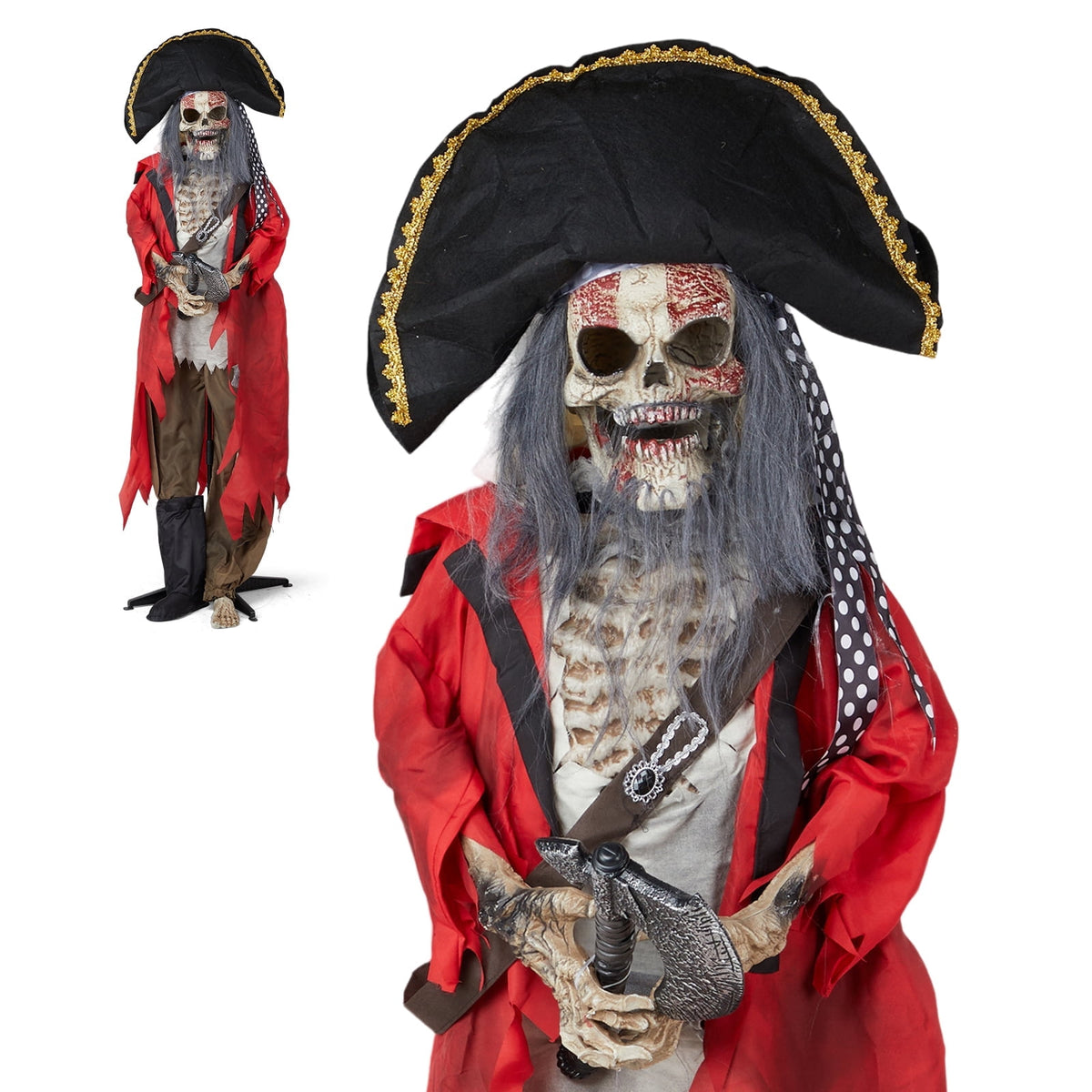 Zimtown 6.3FT Halloween Animatronic Pirate Standing Pirate The Sound Activated Halloween Prop