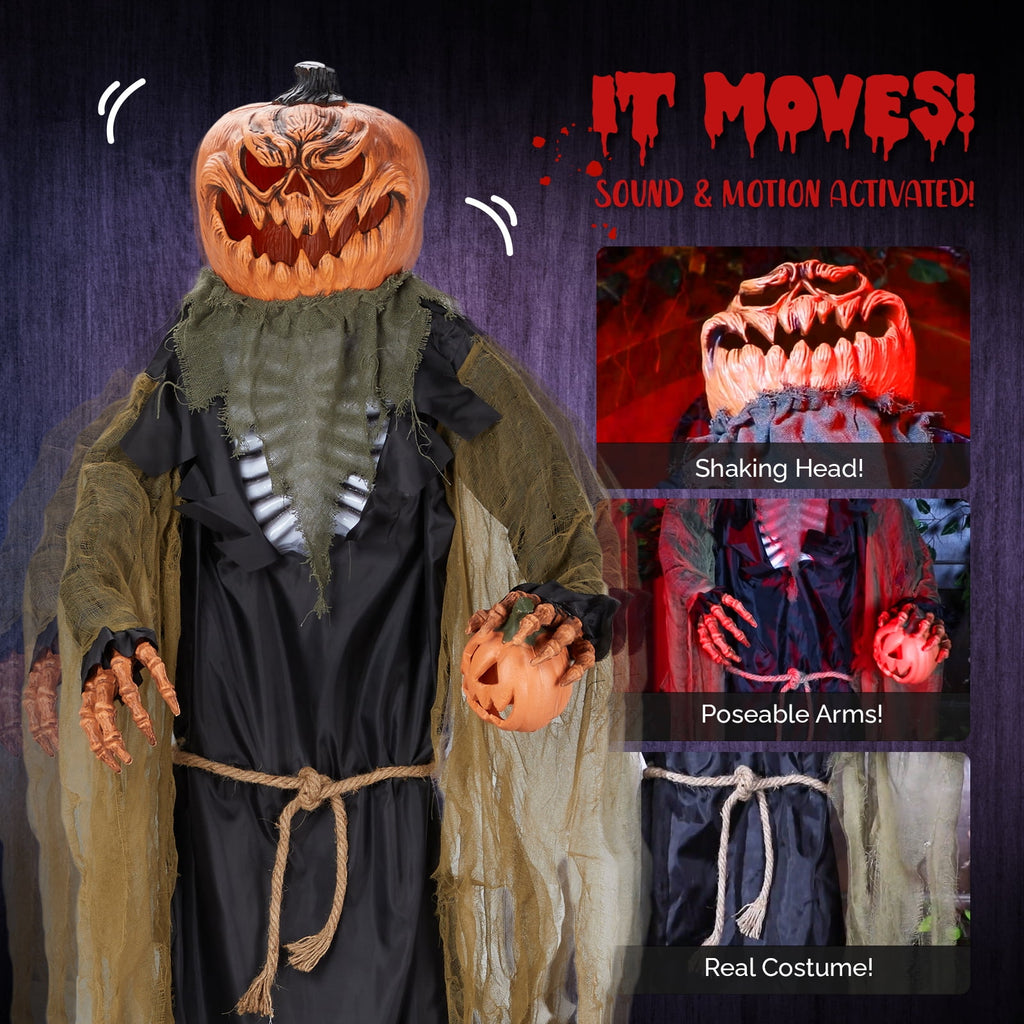 Zimtown 7FT Halloween Animatronic Standing Pumpkin Man The Sound Activated Halloween Prop