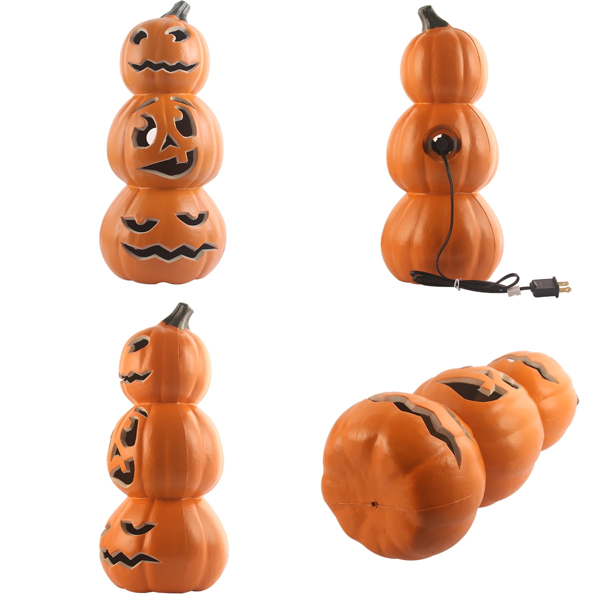 Gamexcel 21" Jack O Lantern Halloween Plastic Pumpkin Lights with Pre-lit LED Bulbs - Indoor/Outdoor Smile Face Decoration