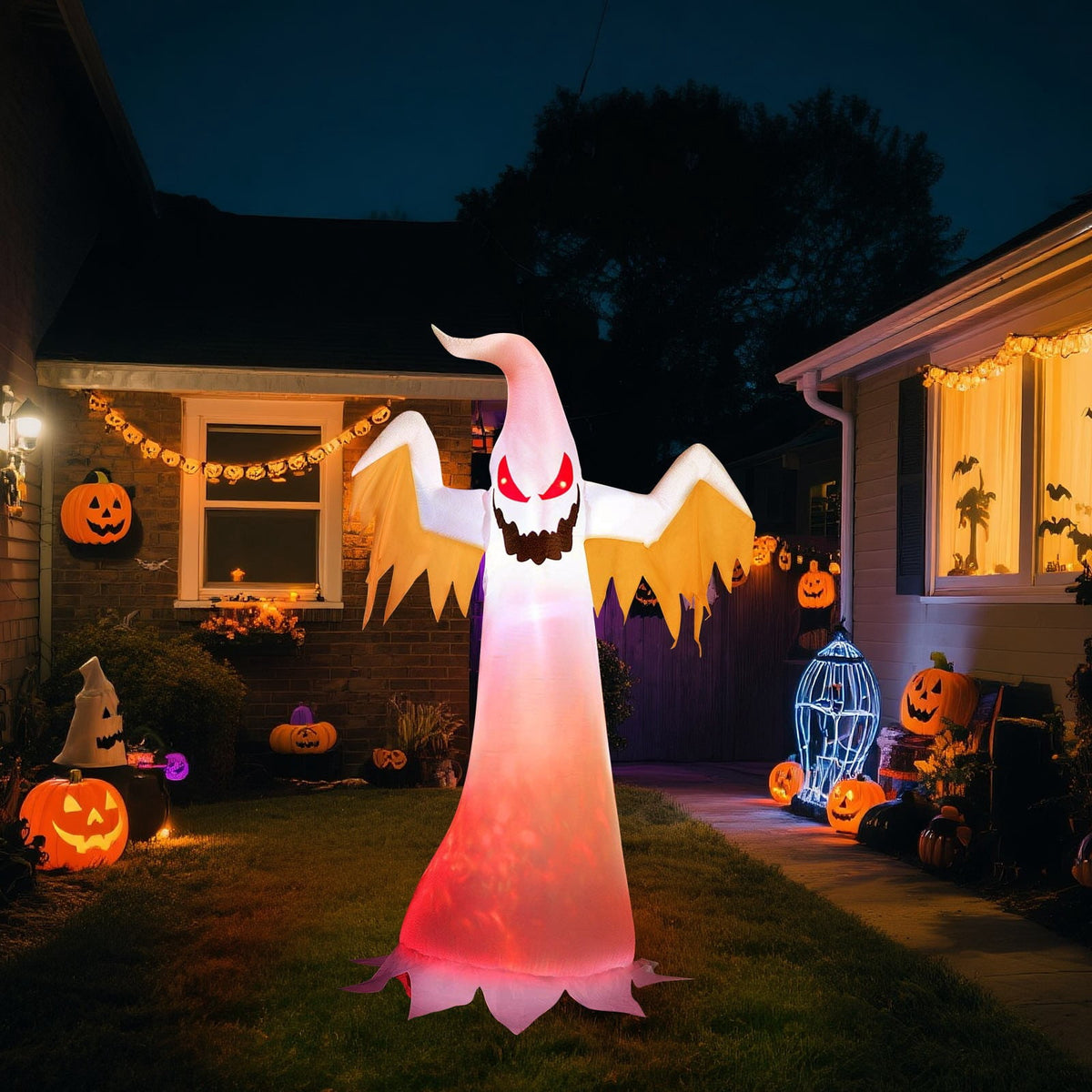 7.8 Feet Scary Halloween Decorations Outdoor Light Up Halloween Decorations Inflatables Spooky Ghost for Yard Lawn Halloween Party