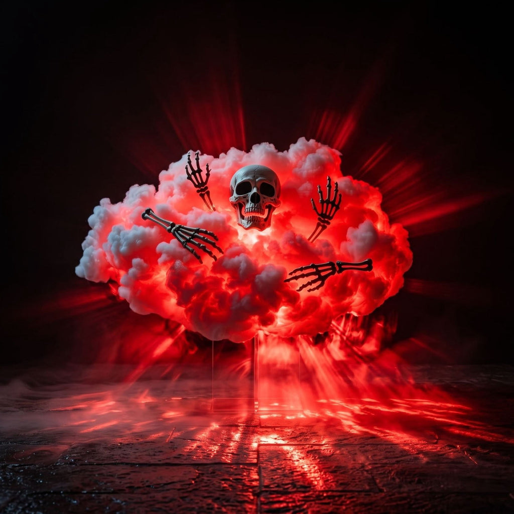 DIY Thundercloud Lamp Set with Interactive Skeleton Model - Unique LED Cloud Light for Atmospheric Decor, Features 4 Skeletal Hands and 1 Skull Head for Customizable Arrangements