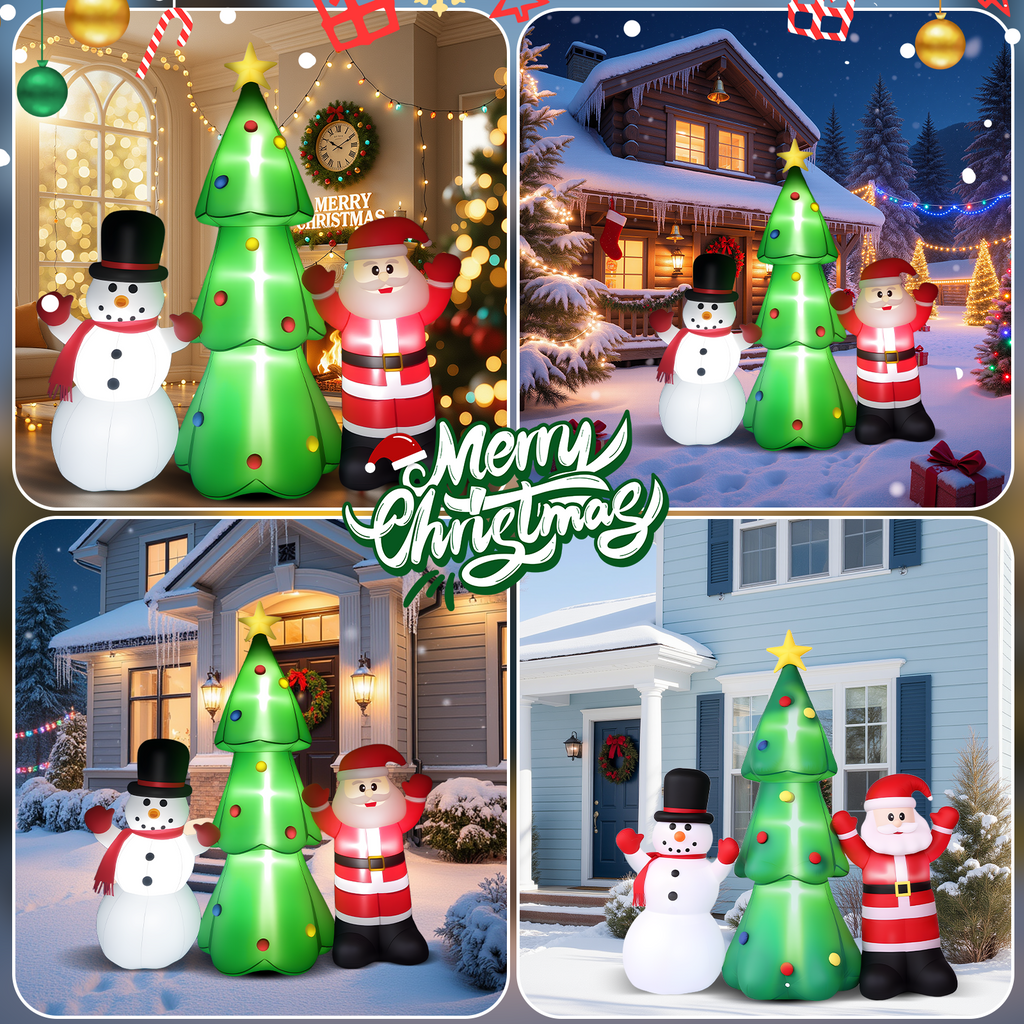 8FT Christmas Inflatable Snowman, Built-in light up for Indoor Outdoor Decoration Xmas Party Decor