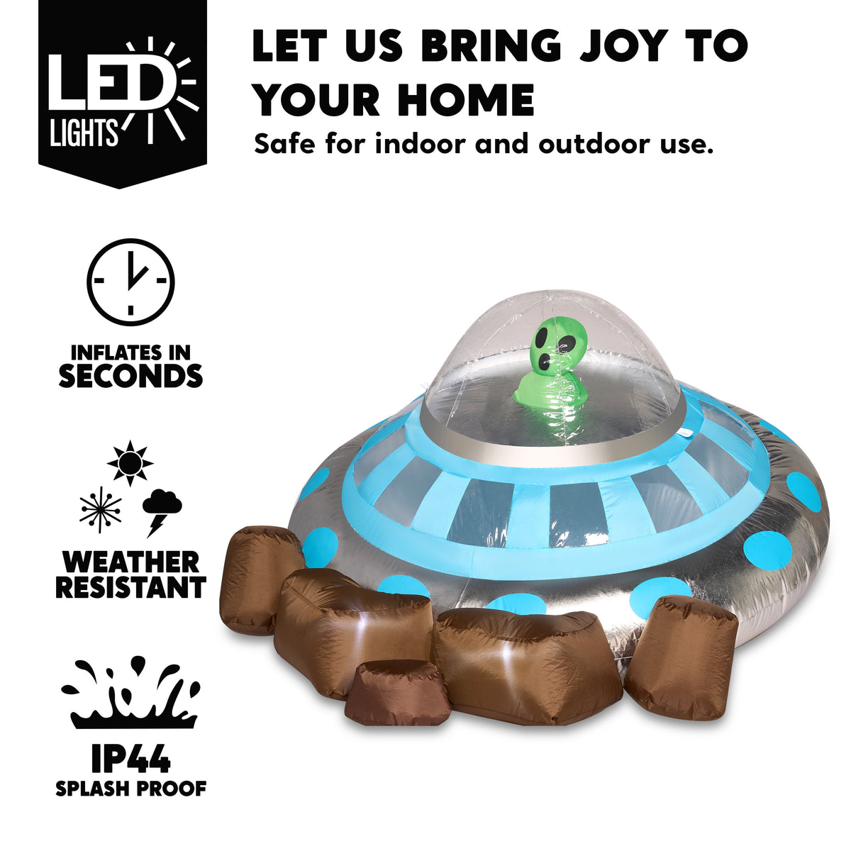 Joyfy 9 ft Halloween Inflatable UFO Alien Decoration with Built-in LEDs,UFO Halloween Decorations Outdoor Blow Up Yard Lawn Decoration