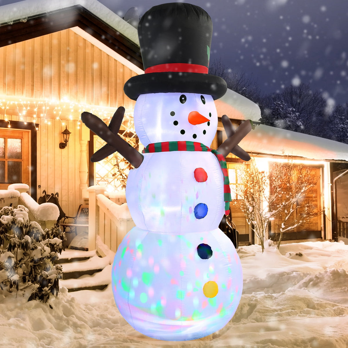 8FT Christmas Inflatable Snowman, Built-in light up for Indoor Outdoor Decoration Xmas Party Decor