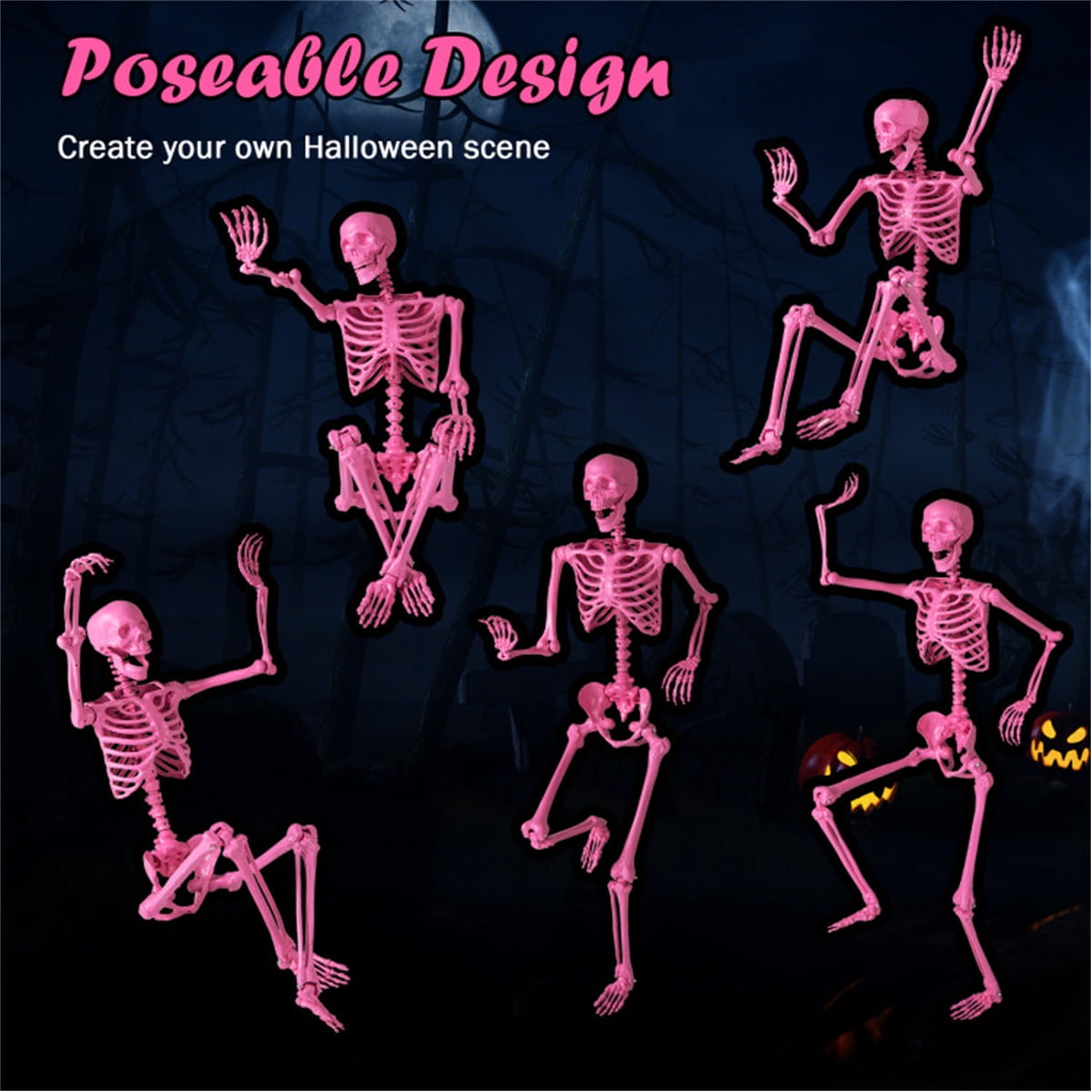 5.5 FT Pink Halloween Skeleton Outdoor Decor, No Assembly Needed