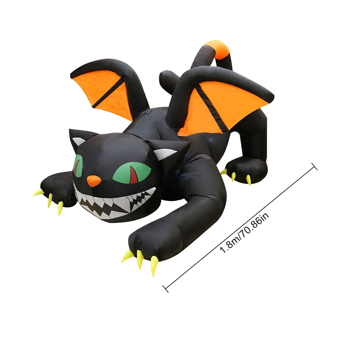 6FT Inflatable Black Cat Halloween Outdoor Decor with Built-in LED Lights Waterproof Polyester Blow Up Ornament for Yard Garden Party