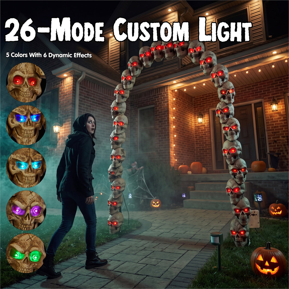 Joyfy 8ft Halloween Animated Flying Witch Decorations Outdoor Floating Witch on Broom Animatronics Hovering Witch Decor with Light Eyes and Spooky Voice, Scary Haunted House Prop for Outside
