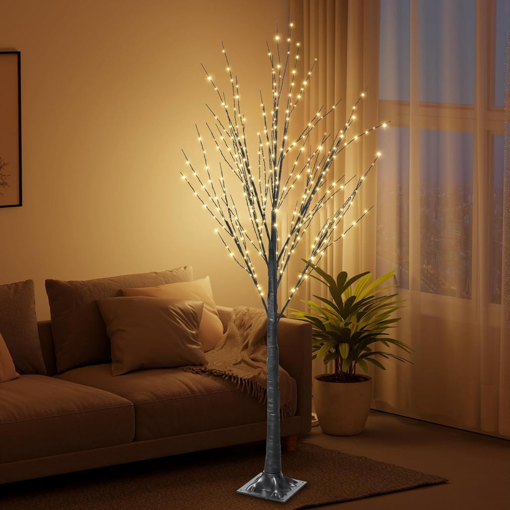 7FT Lighted Twig Tree, 600 Warm White LEDs