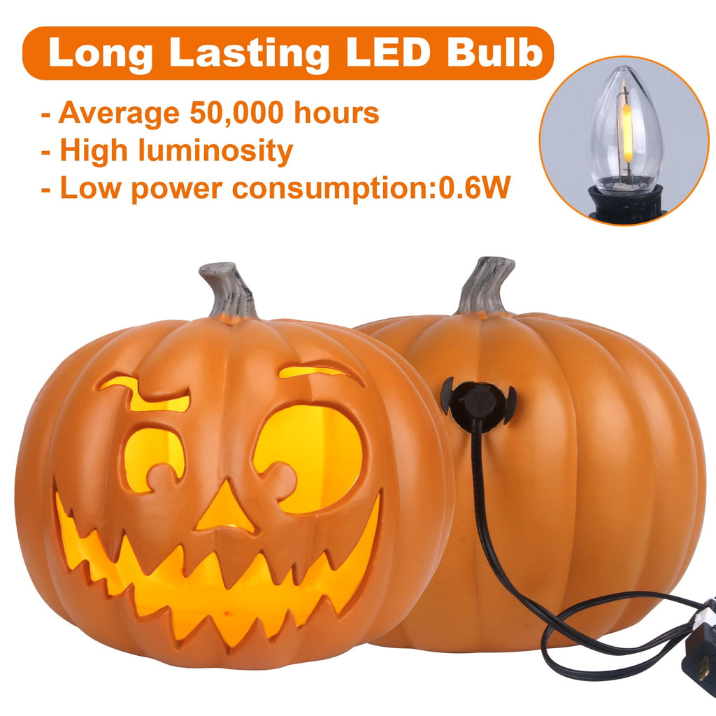 Gamexcel 21" LED Light-Up Jack O Lantern, Pre-lit Halloween Plastic Pumpkin Lights for Indoor/Outdoor Decoration - Angry Face
