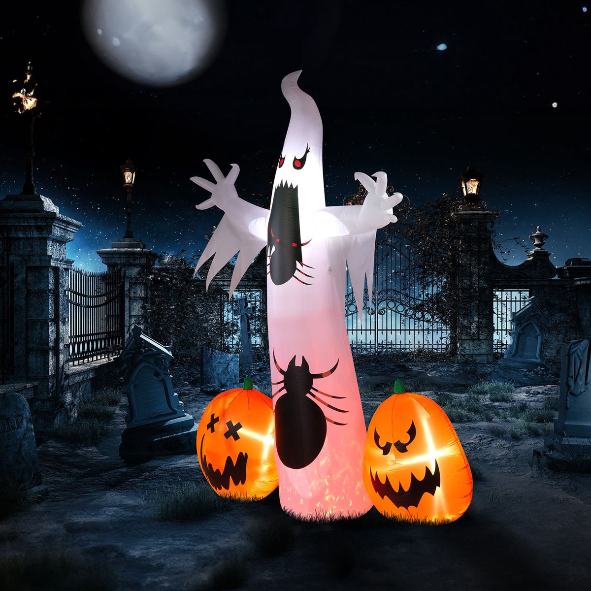 11.8FT Halloween Inflatable Ghost Spider Pumpkin Decoration with LED Lights for Yard Garden Party