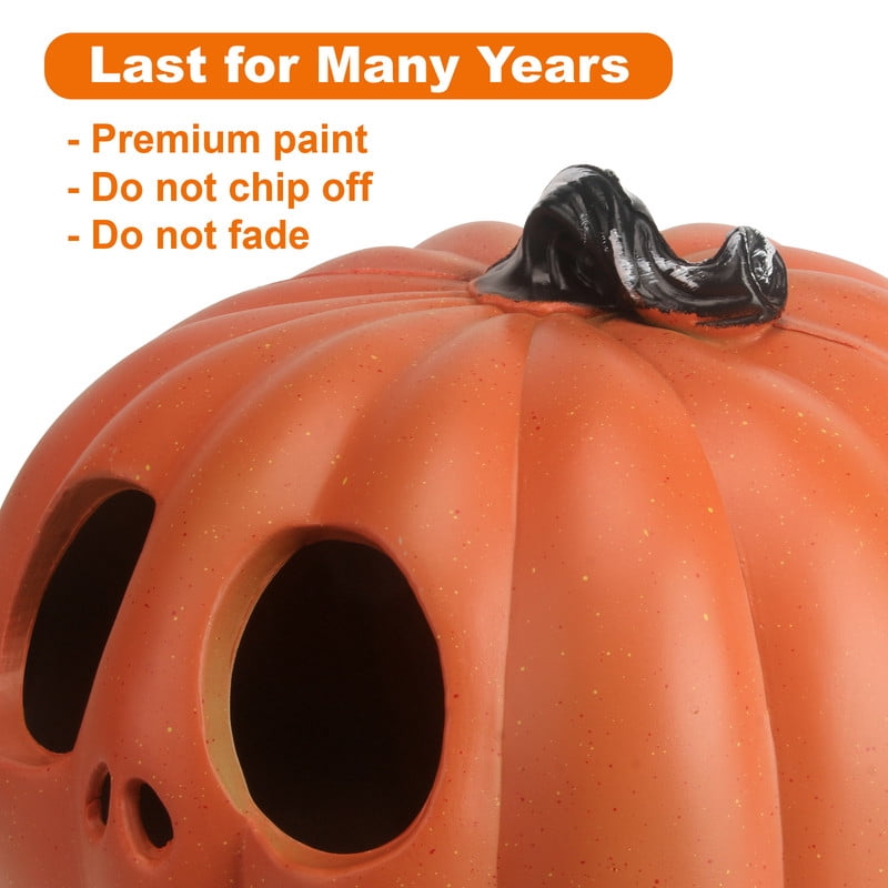 Active Mind Ltd 2-Piece LED Light-Up Halloween Pumpkin Set, Waterproof Indoor and Outdoor Jack-O'-Lantern Decor for Porch Party Haunted Trail