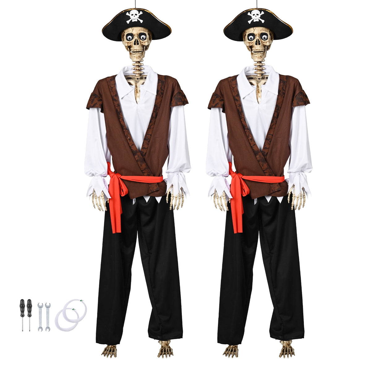 Yescom 5.6ft Halloween Pirate Captain Skeleton Life Size Human Bone Movable Joints Outdoor Decor 2026