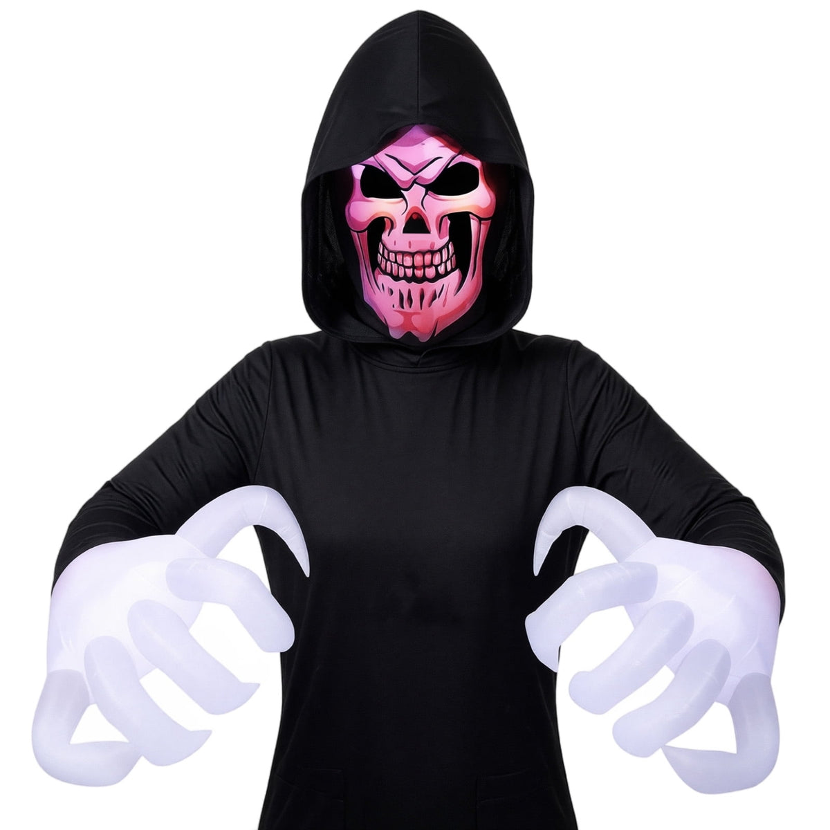 MInHoues 6 ft Halloween Inflatable Mold Ornament, Half Body Ghost Face Man in Black Decorative Molds, Polyester Spooky Yard Prop for Indoor Outdoor Holiday Party Decor