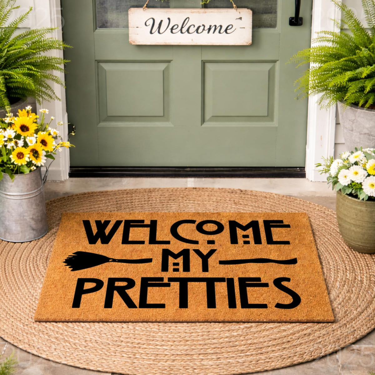 Welcome My Pretties Door Mat | Halloween Welcome Mat | Witch Hat Doormat | Funny Doormat | Halloween Decor | Funny Door Mat | Home Doormat