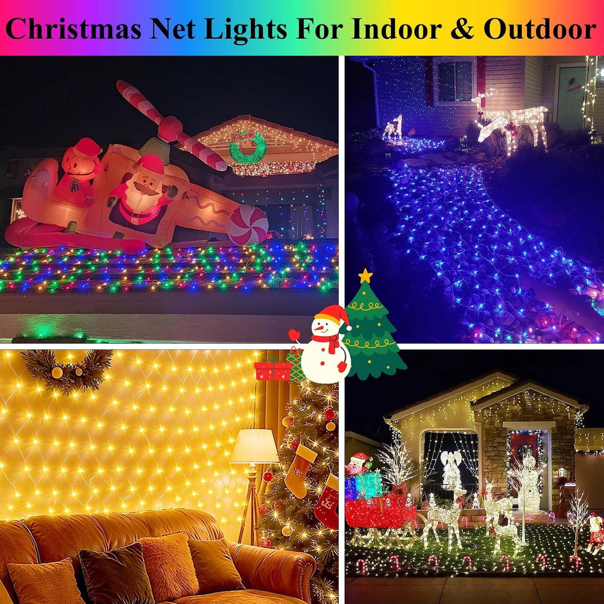 204 LED Christmas Net Lights Outdoor Connectable, 9.8FT x 6.6FT | 35 Colors Changing Halloween Net Lights with Remote, 9 Modes RGB Mesh Light Plug in for Bushes, Xmas, Garden, Holiday Decor