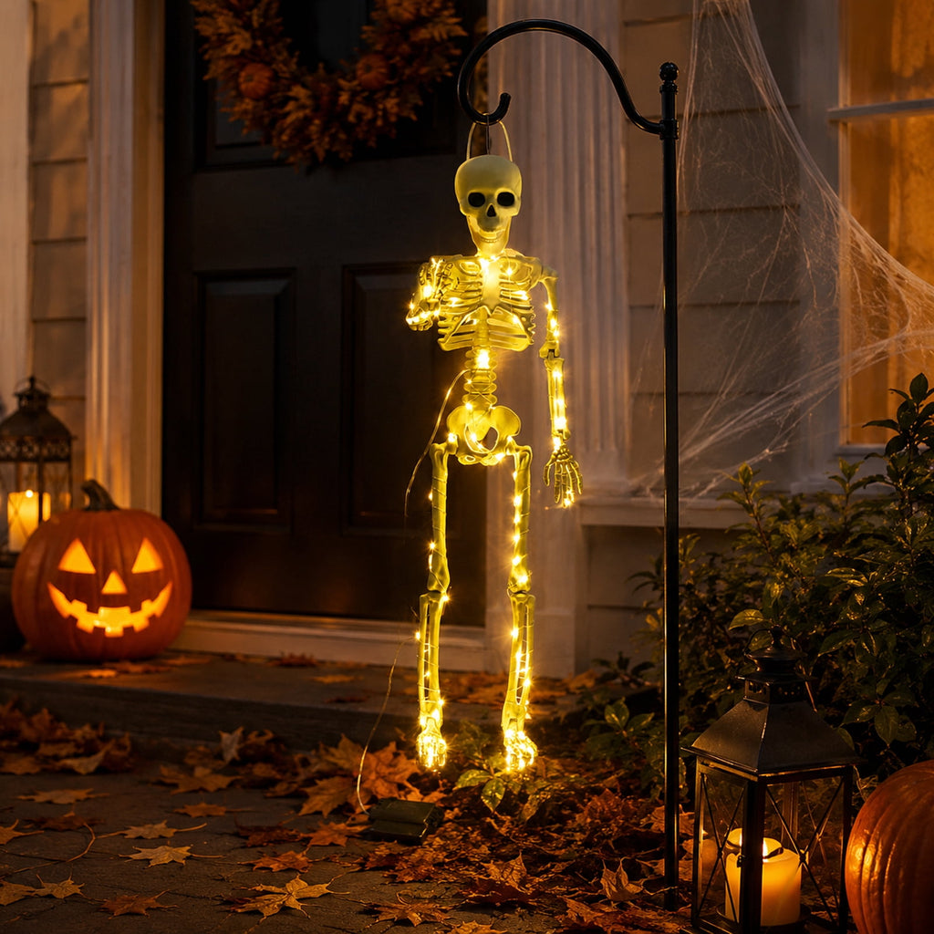 Skeleton Decoration 39 Inch Posable Led Halloween Prop for Indoor and Outdoor Holiday Parties