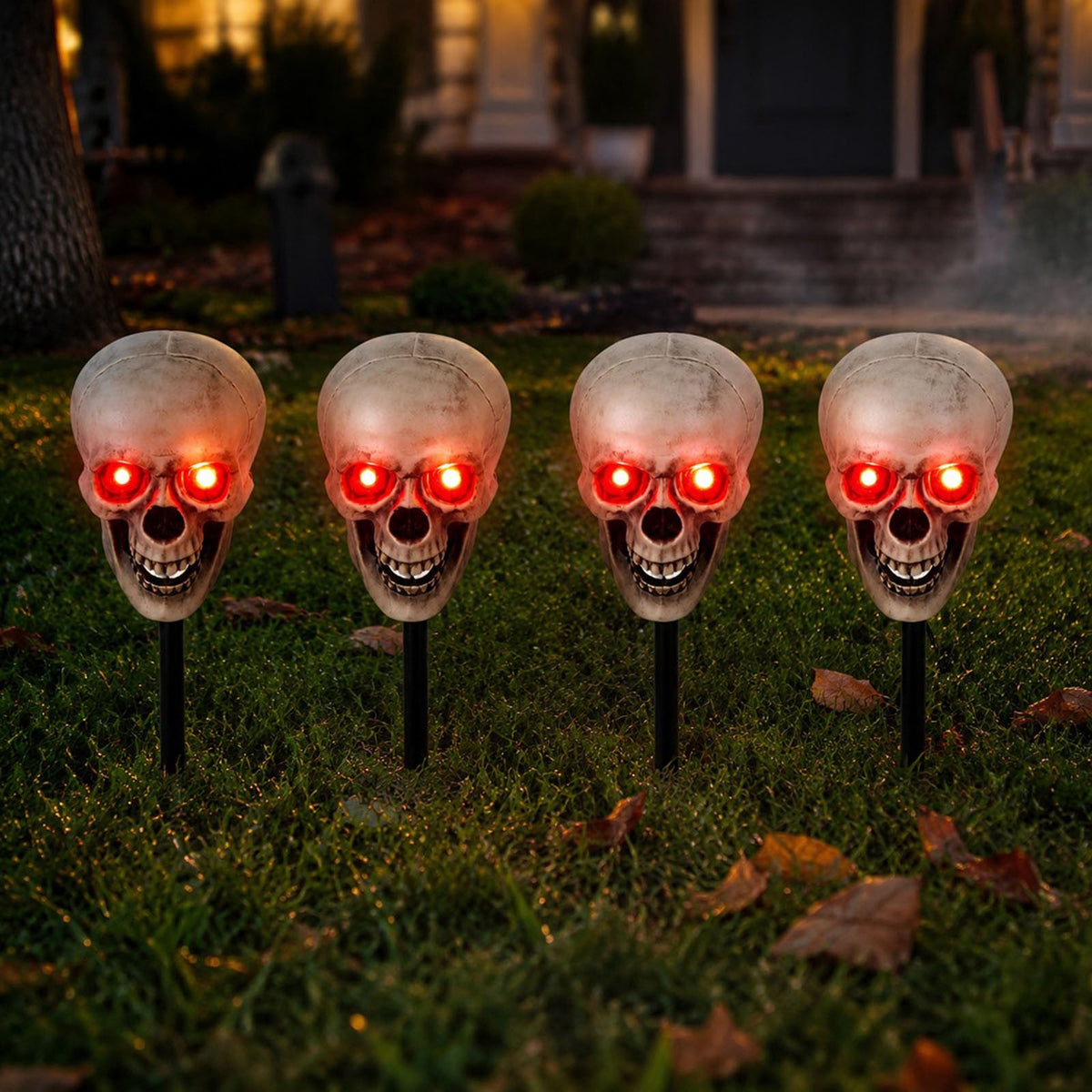 Halloween Lawn Decor, Solar Powered Glowing Skeleton Stake Lights For Bar Window Household Ornaments