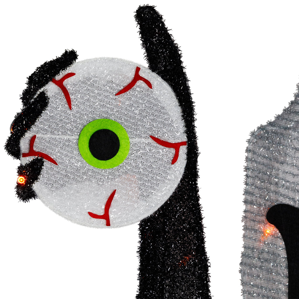 Lighted Tombstone Halloween Decoration - 36" - Black and Gray - Orange LED Lights