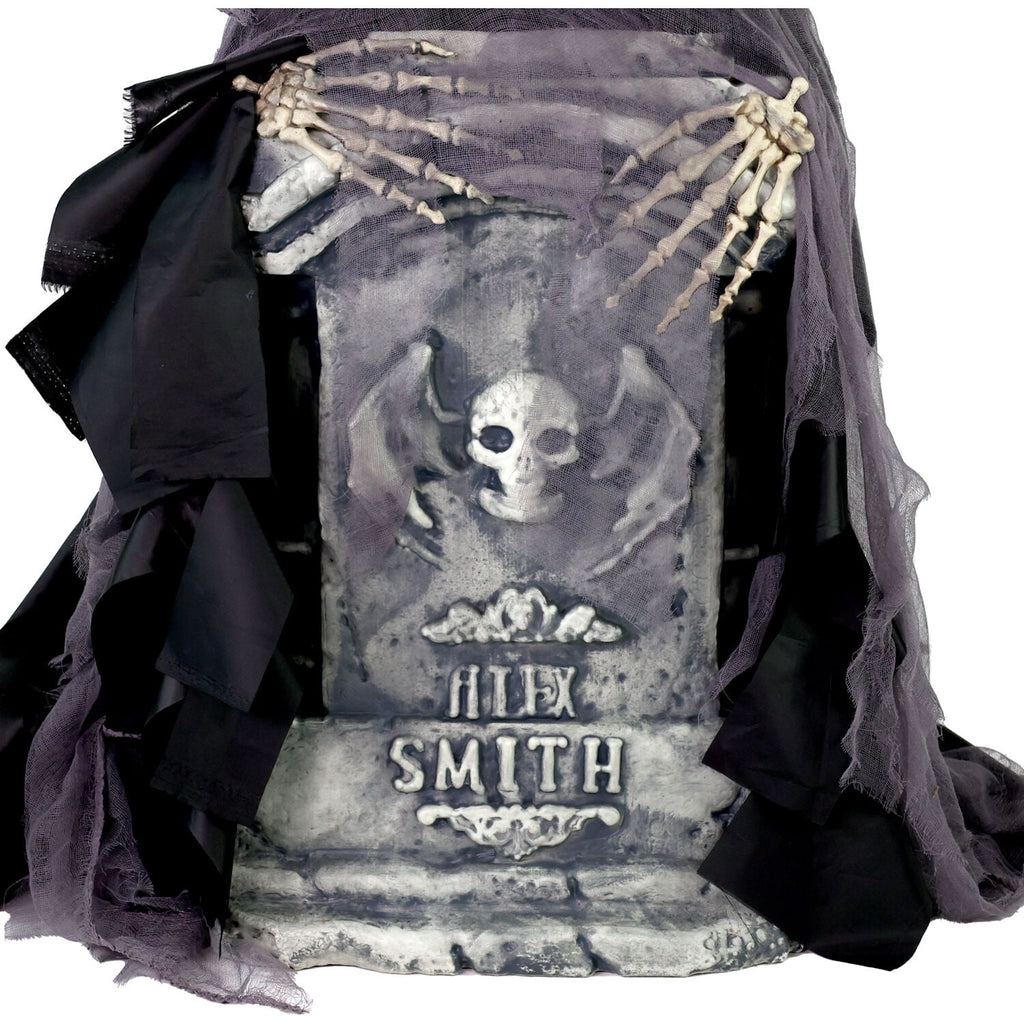 Haunted Hill Farm 3.0-Ft. Touch-Activated Rising Reaper with Tombstone Halloween Accessory