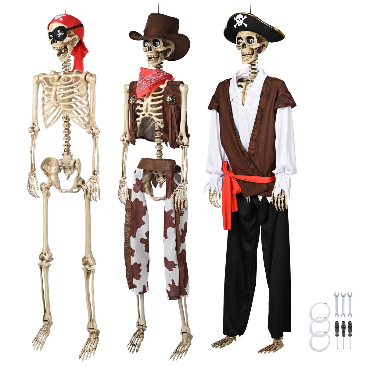 Yescom 5.6ft Halloween Pirate Captain Skeleton Life Size Human Bone Movable Joints Outdoor Decor 2026