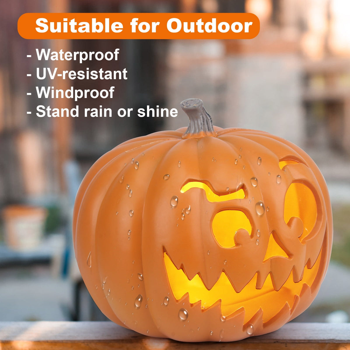 Gamexcel 21" Jack O Lantern Halloween Plastic Pumpkin Lights with Pre-lit LED Bulbs - Indoor/Outdoor Smile Face Decoration