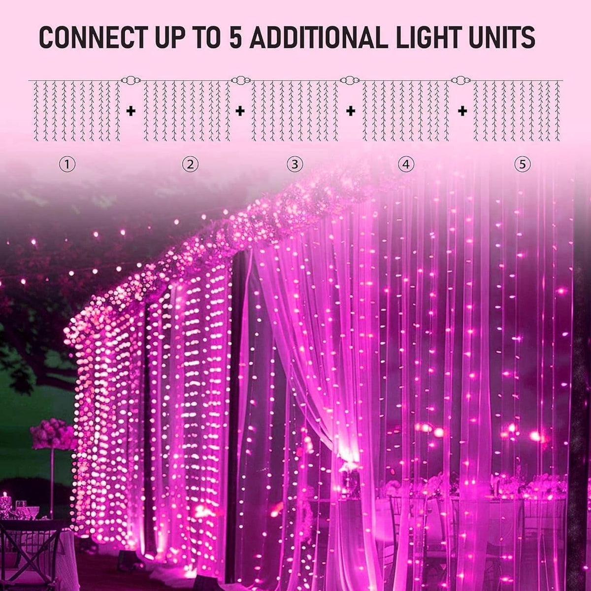 General Smart Curtain Lights, 400LED 6.6FT x 6.6FT Color Changing Valentine's Day Christmas Lights with Remote & APP, Dynamic DIY Fairy String Lights for Indoor Outdoor Bedroom Decorations