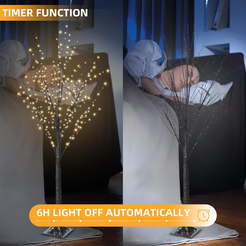 7FT Lighted Twig Tree, 600 Warm White LEDs