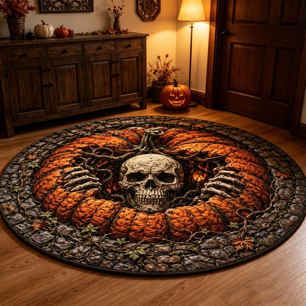 2Pcs 3D Round Halloween Doormat Set – Witch Hat Black Cat & Pumpkin Skull Design, Non-Slip Polyester Entry Mat For Indoor/Outdoor, Spooky Cute Fall Decor, Perfect Gift (48X48") 2026