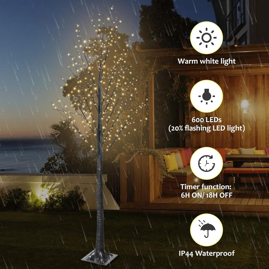 7FT Lighted Twig Tree, 600 Warm White LEDs