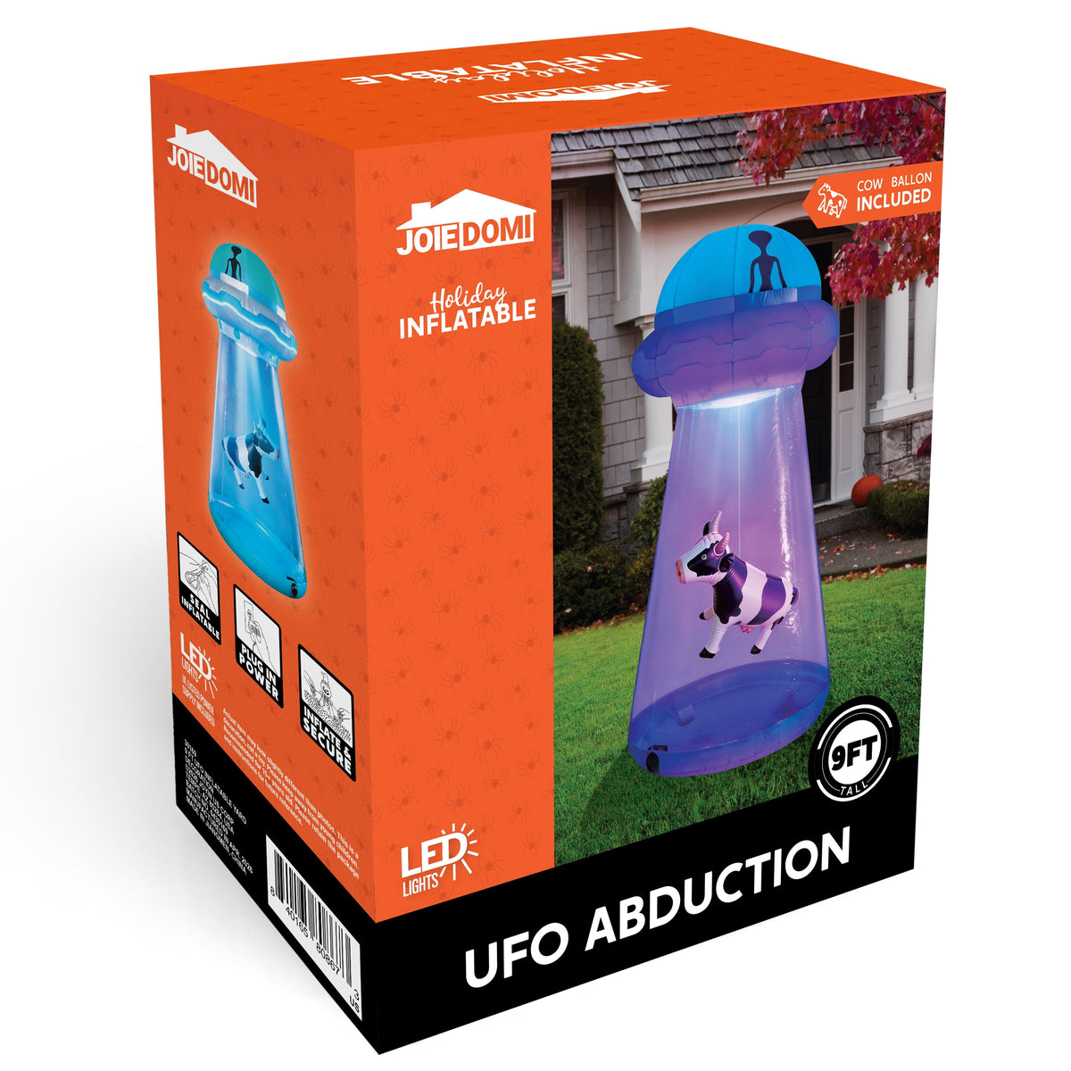 Joyfy 9 ft Halloween Inflatable UFO Alien Decoration with Built-in LEDs,UFO Halloween Decorations Outdoor Blow Up Yard Lawn Decoration
