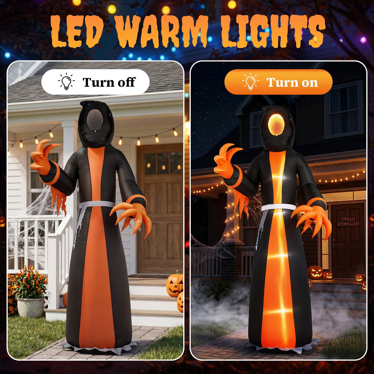 Zimtown 12 FT Halloween Inflatable Grim Reaper with Mirror Tunnel Face,Outdoor Halloween Decoration