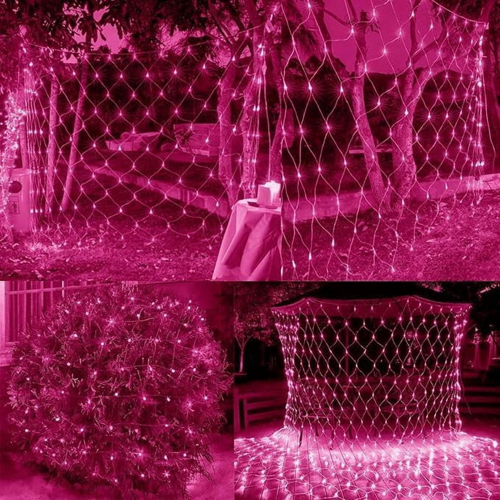 SHANJIA Garden Net Lights Battery Operated, 4mx6m 672LEDMesh Fairy String Lights Fairy Net Lights 8 Modes Waterproof Net Mesh String Lights for Garden Balcony Decor