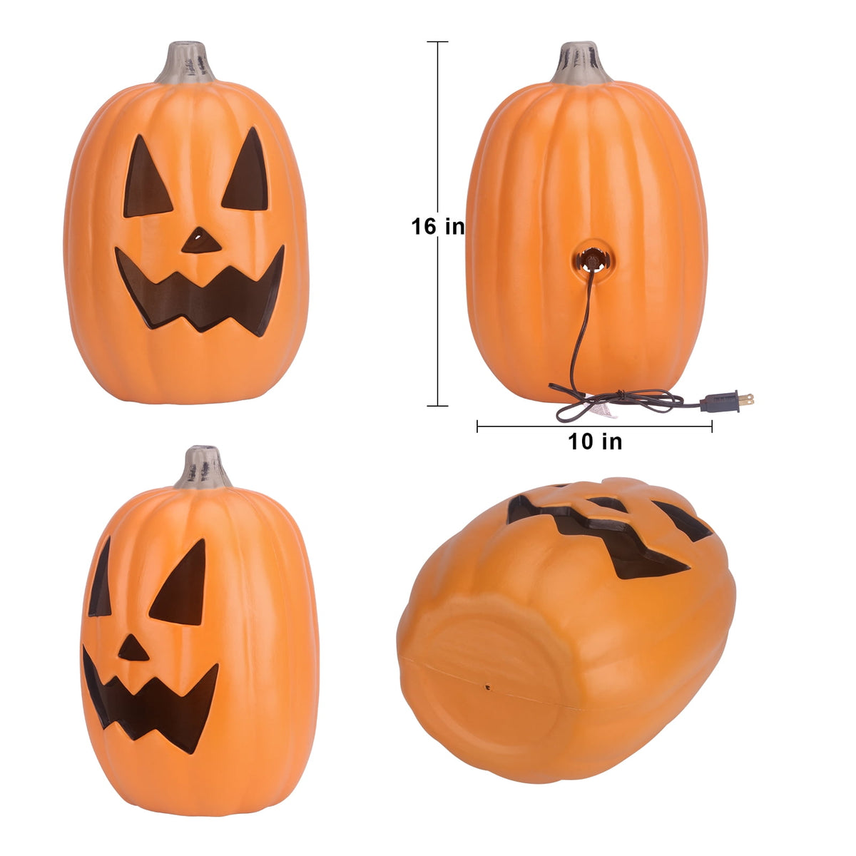 Gamexcel 21" LED Light-Up Jack O Lantern, Pre-lit Halloween Plastic Pumpkin Lights for Indoor/Outdoor Decoration - Angry Face