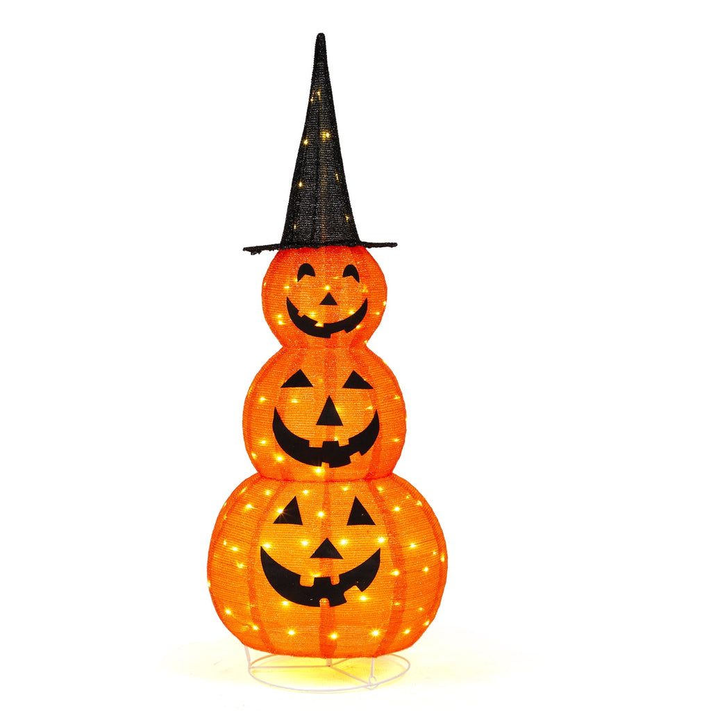 Yescom 5ft Halloween Pumpkins,Stacked Foldable,Jack O Lantern,LED Lights Party Outdoor Decorations 2026