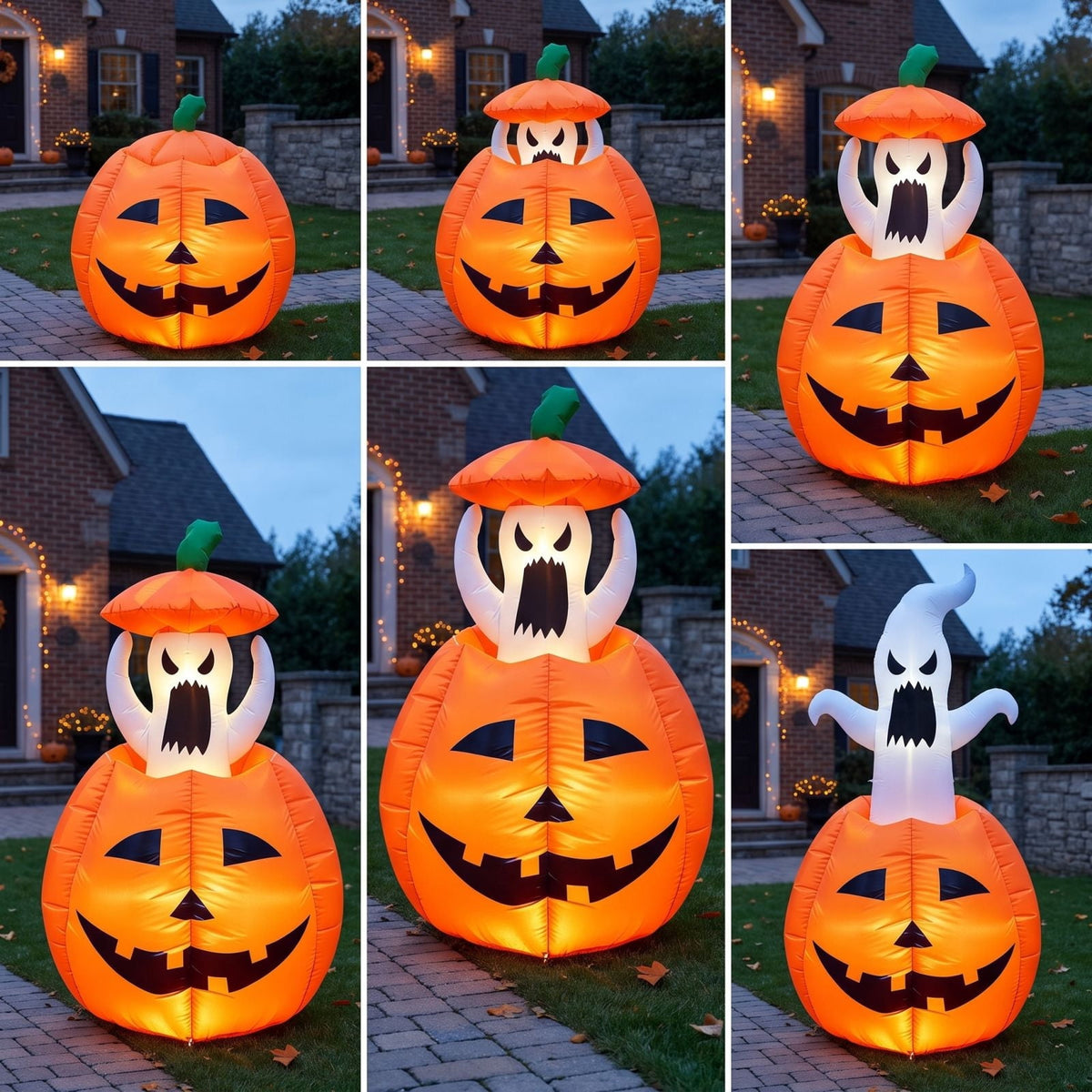 FeiBiQiuBi 4FT Halloween Inflatable Ghost Outdoor Decorations, Blow Up Yard Decorations in Pumpkin, Blow Up Ghost Inflatable with LEDs for Cute Halloween Decor