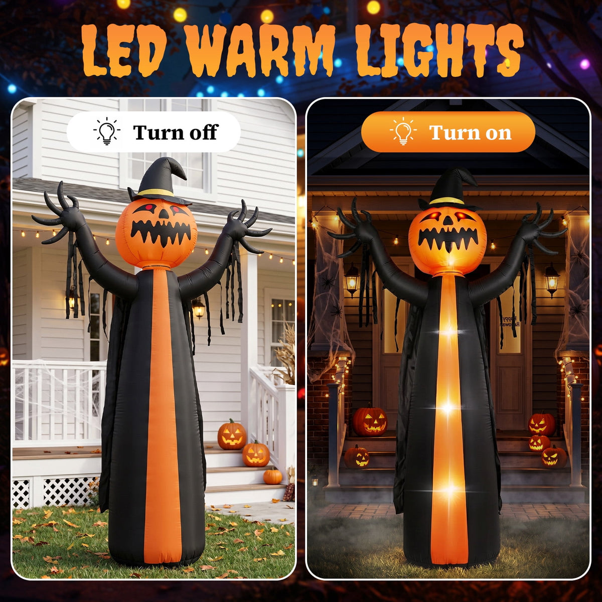 Zimtown 10 FT Halloween Inflatables Pumpkin with A Turning Head,Outdoor Halloween Decoration