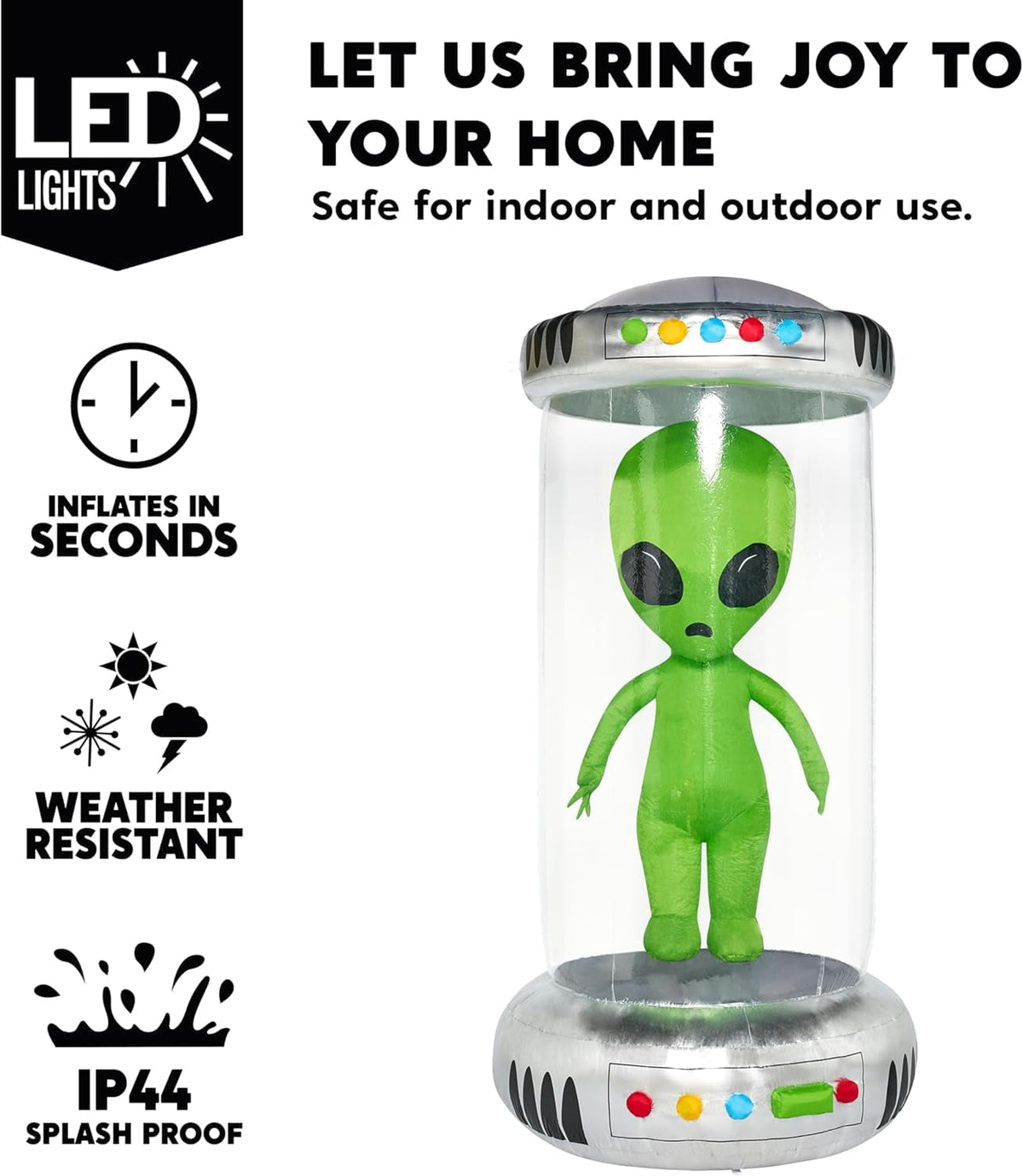 Joyfy 9 ft Halloween Inflatable UFO Alien Decoration with Built-in LEDs,UFO Halloween Decorations Outdoor Blow Up Yard Lawn Decoration