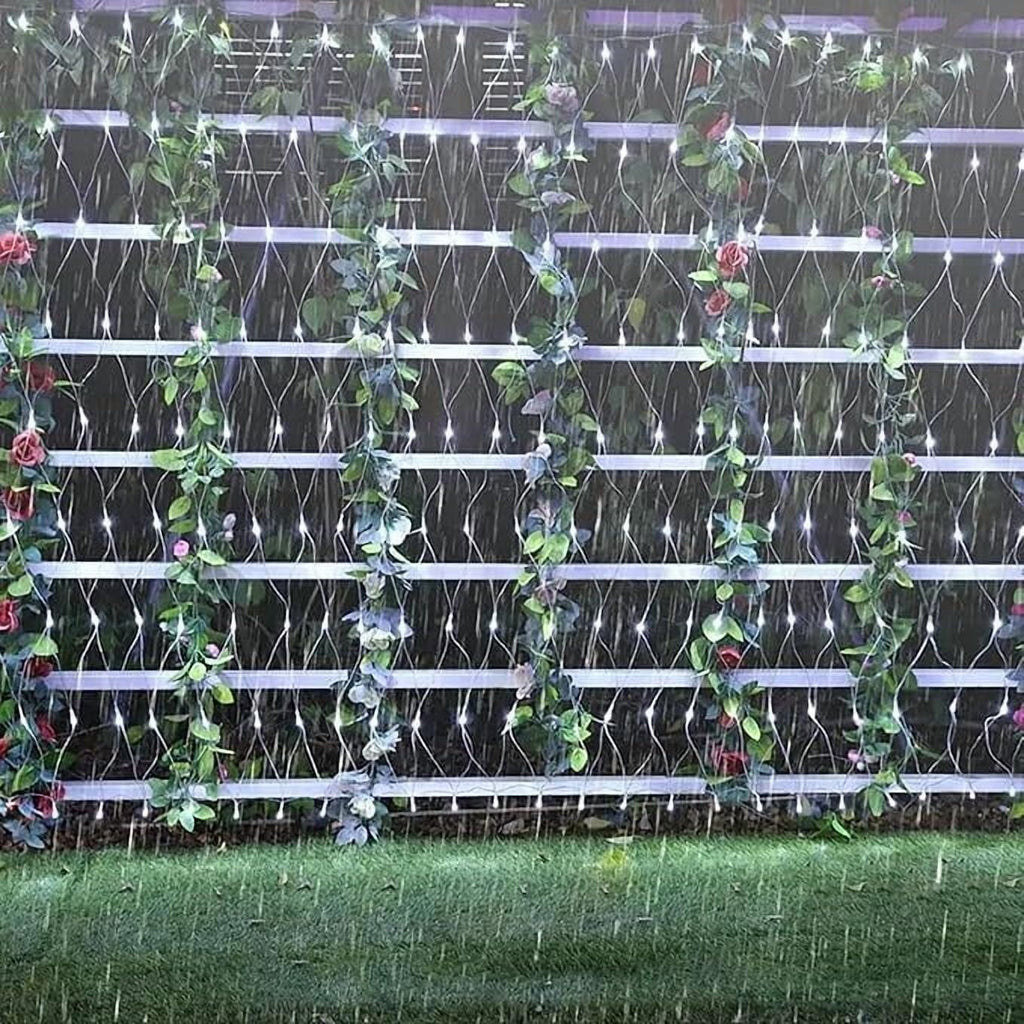 SHANJIA Garden Net Lights Battery Operated, 4mx6m 672LEDMesh Fairy String Lights Fairy Net Lights 8 Modes Waterproof Net Mesh String Lights for Garden Balcony Decor