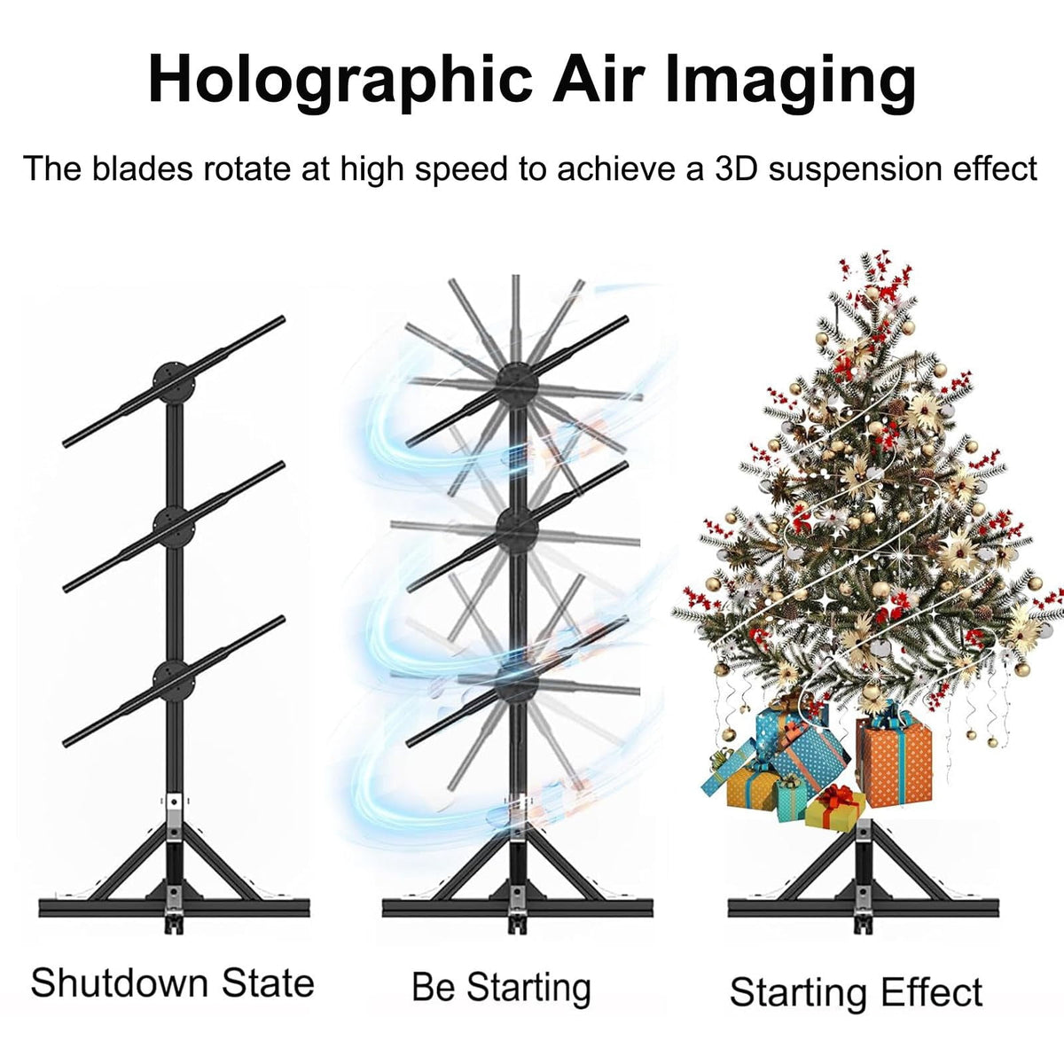 3D Hologram Fan Projector with WiFi, Remote Control, and Bluetooth, Holographic Christmas Tree Projector for Shop, Bar, Halloween, Party