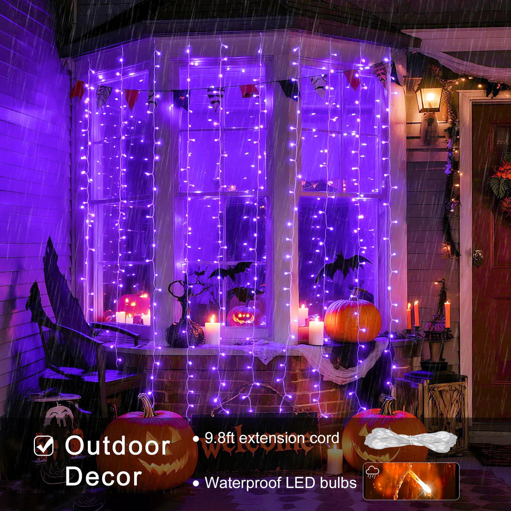 9.5x29.5ft Curtain Lights 900 LED White Indoor Outdoor Decor