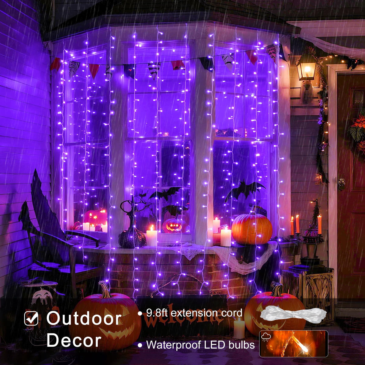 9.5x29.5ft Curtain Lights 900 LED White Indoor Outdoor Decor