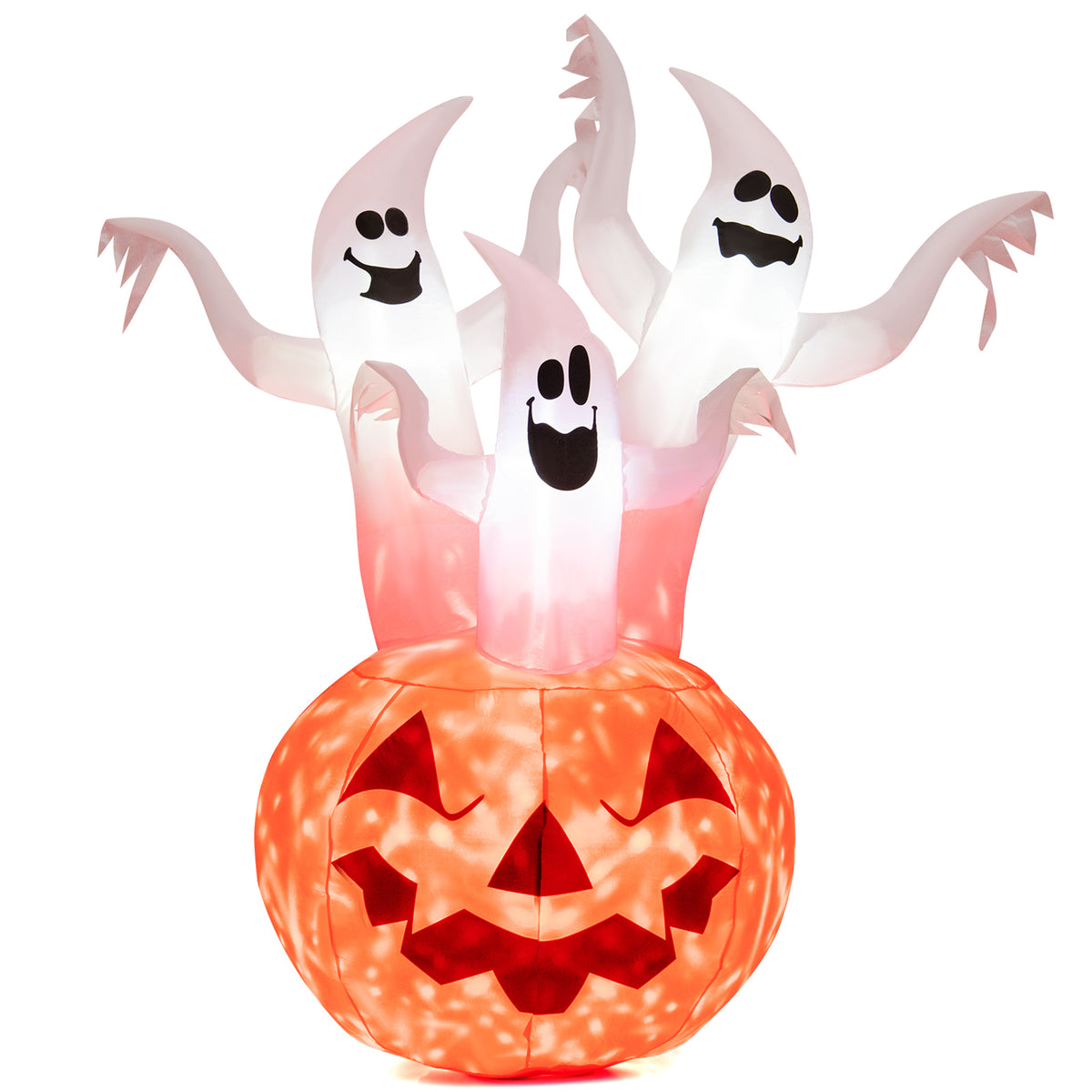 Gymax 6' Halloween Ghost Blow Up Yard Pumpkin Decor w/ Built-in LED & Blower