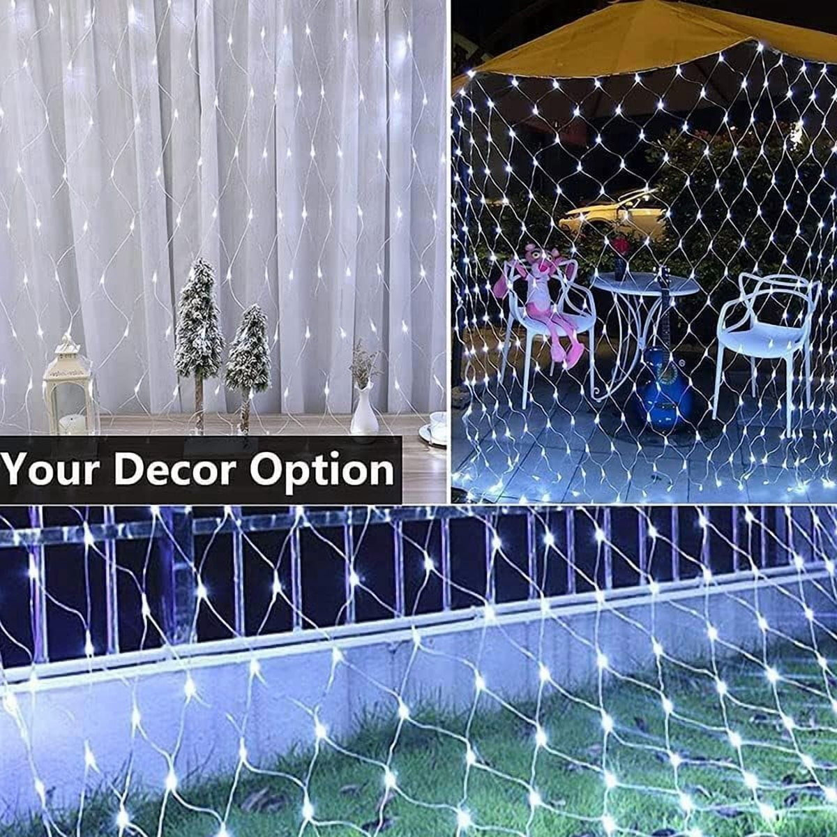 Garden Net Lights, Battery Operated 672 LED Waterproof Net Mesh Lights with 8 Modes, 6x4M Fairy String Lights for Outdoor Indoor Christmas Tree, Bush, Backyard, Garden, Party Décor