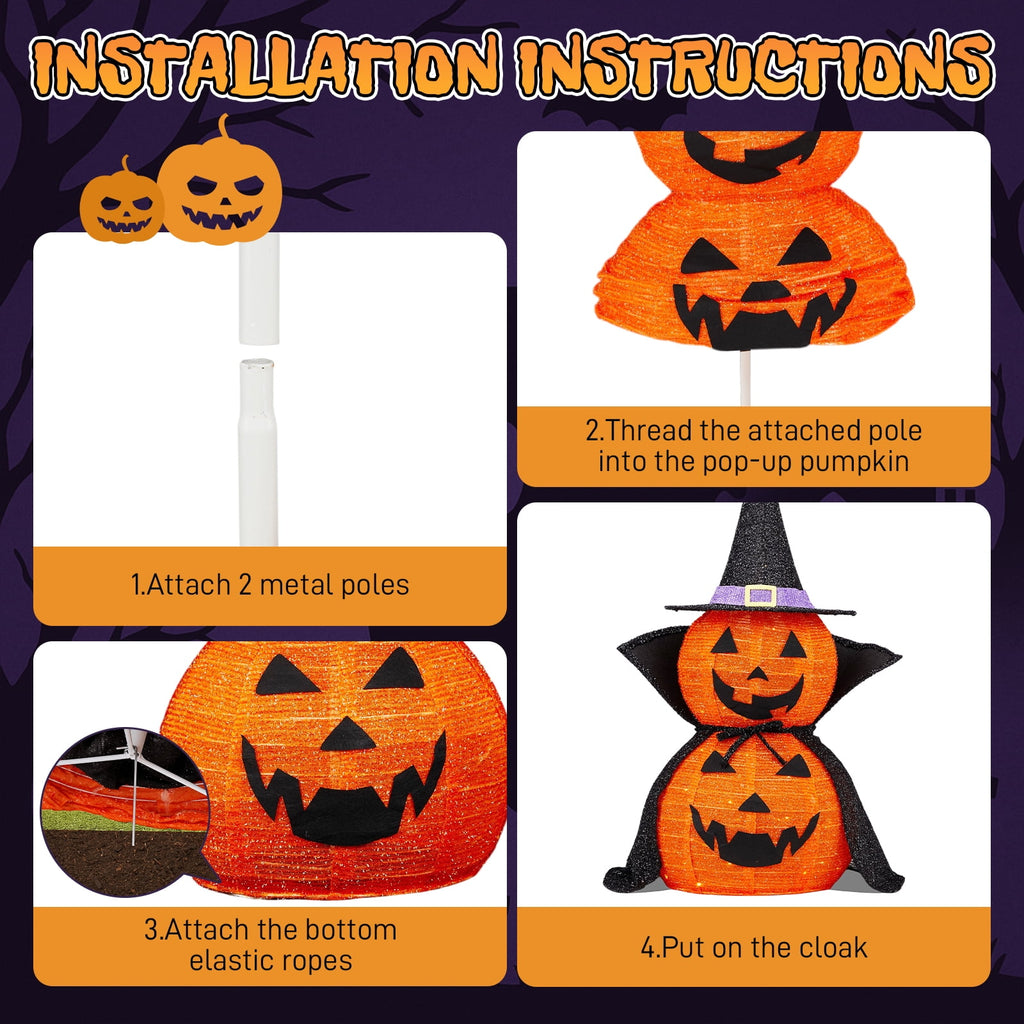 Yescom 5ft Halloween Pumpkins,Stacked Foldable,Jack O Lantern,LED Lights Party Outdoor Decorations 2026